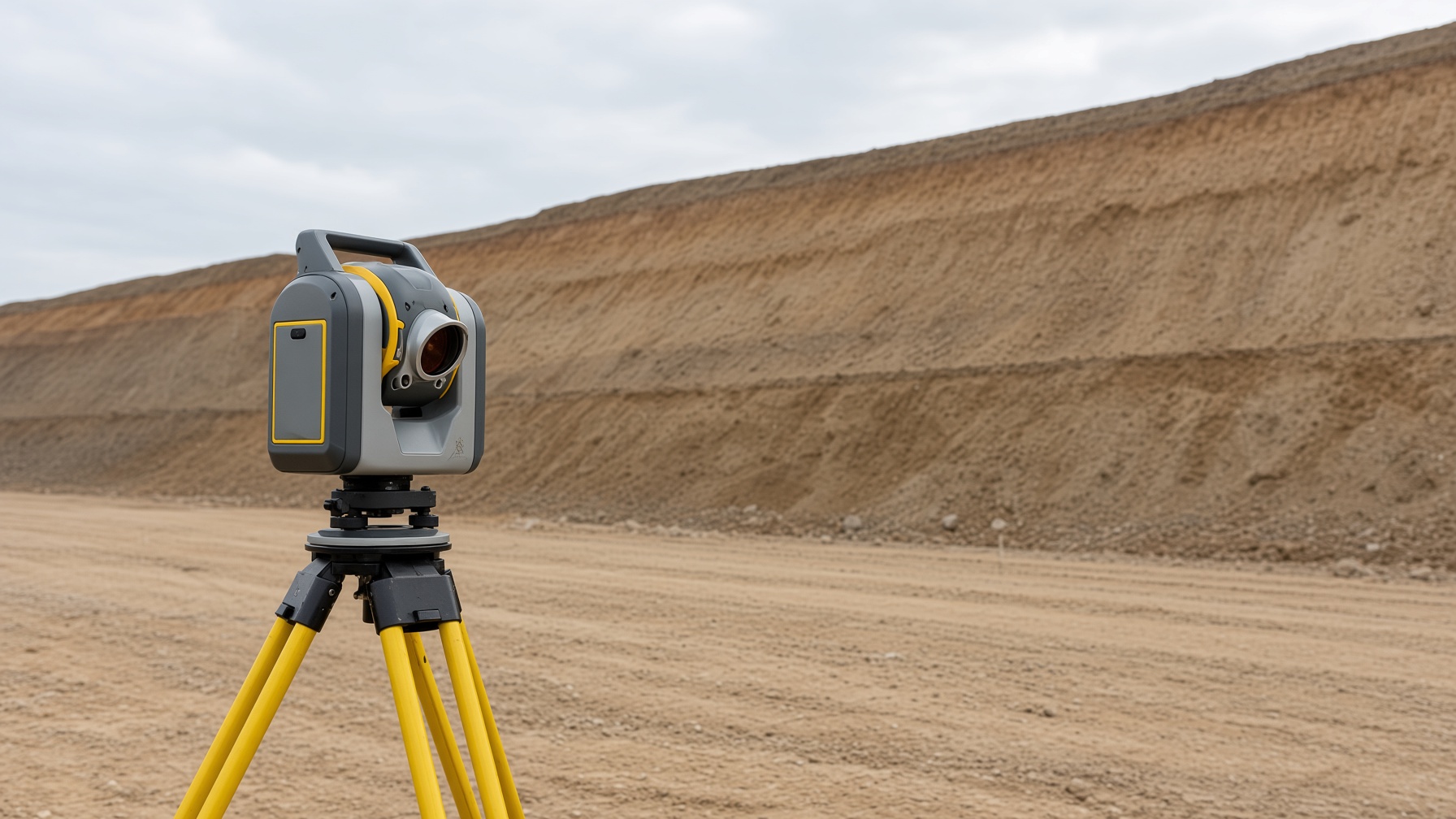 Laser scanner monitoring an earth embankment from a stable control station